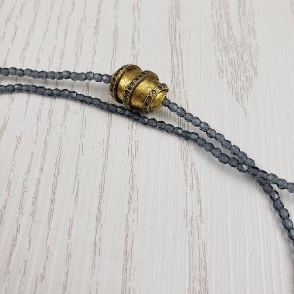 Linda Levinson Beaded Crystal Necklace Flower Blue - Picture 3 of 7